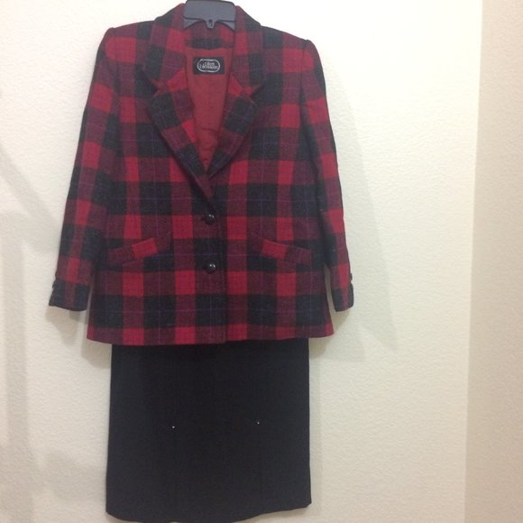 Plum Blossom 2-pc Suit Plaid Blazer + Midi Skirt - Picture 3 of 15